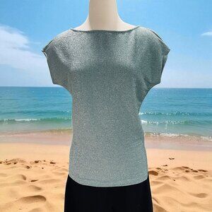 Boston Proper Glitter Top Womens XS Sparkle Metallic Knit Party Holiday Y2K Chic